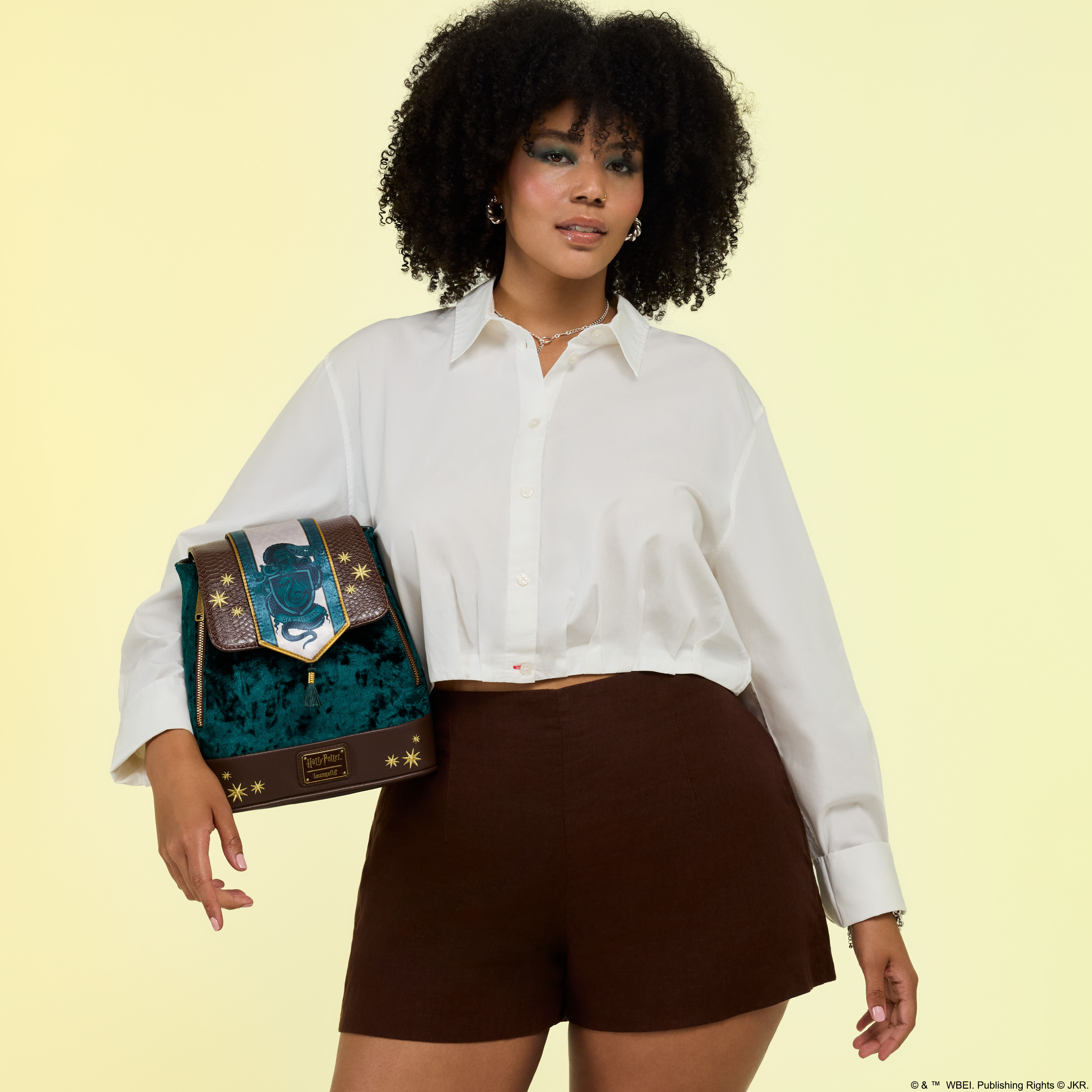 Exclusive Harry Potter Slytherin Banner Velvet Mini Backpack - Image 2