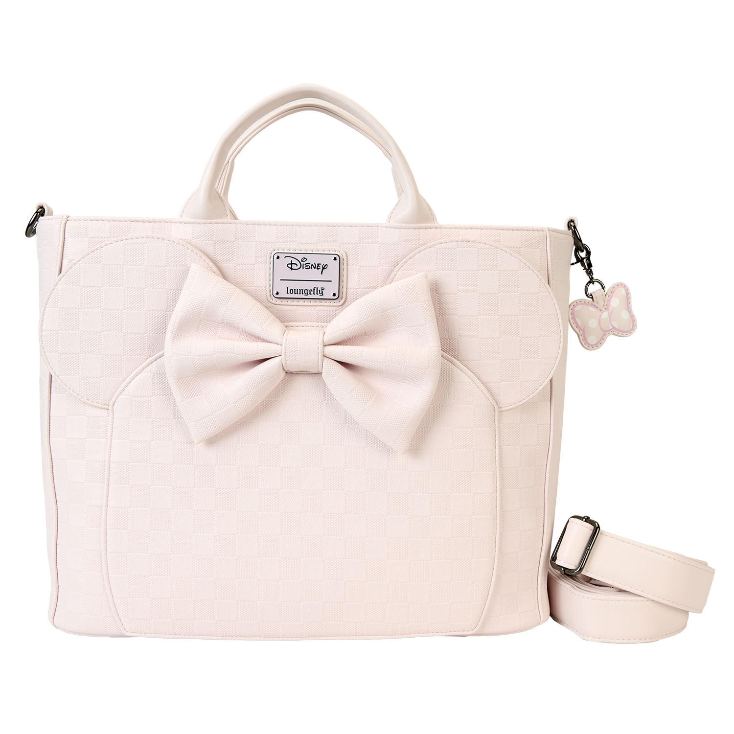 Minnie Mouse Checkered Texture Convertible Backpack & Tote Crossbody Bag